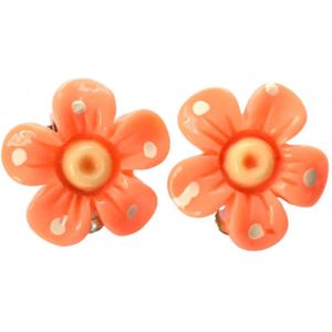 Clip oorbellen- oranje- bloem -kinderen- charme Bijoux