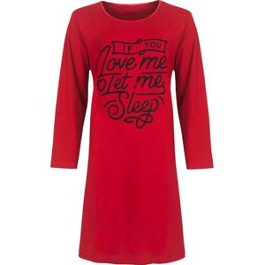 Temptation Dames Bigshirt - Katoen - Zwarte Print - Rood - Maat L