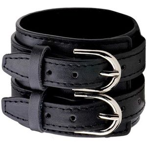 Zwarte leren armband gesp sluiting