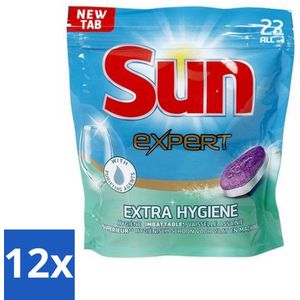 12 x Sun Expert - Extra Hygiëne - Vaatwastabletten - 22 Tabletten - Vaatwastabletten - Vaatwasser - Reiniging - Hygi�ëne - Kalkvrij