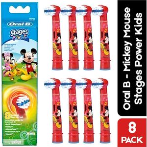 Oral B Stages Power Kids - Disney Mickey Mouse opzetborstels - 8 opzetborstels voor kinderen - voordeelverpakking