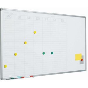 Whiteboard Deluxe - 60x120cm - Planbord - Geëmailleerd staal - Weekplanner - Maandplanner - Jaarplanner - Magnetisch - Wit - Engels