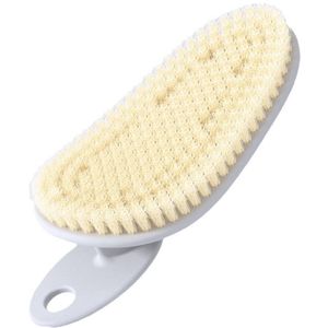 Gebogen badborstel, badborstel, rugscrubborstel, massage vet lichaam badborstel - wit