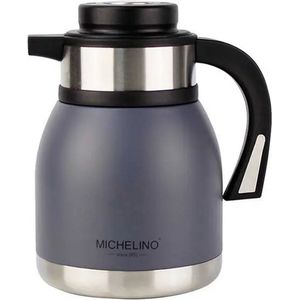 Michelino 54535 - Thermosfles 1,2 liter - dubbelwandig - drankendispenser - geïsoleerde kan - koffie thee theepot grijs
