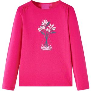 vidaXL-Kindershirt-met-lange-mouwen-bloemenprint-92-felroze