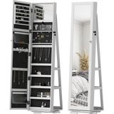 HOMCOM - Staande Sieradenkast - Wit - MDF - 38x38x160cm