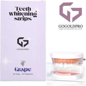 GoGoldPro PAP+ Tanden bleek Strips - 60 Strips voor Stralend Witte Tanden - Wittere Tanden Zonder Peroxide - 100% Veilig en Natuurlijk! - Teeth Whitening Strips - 7 Verschillende Smaken - Druif