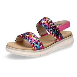 Remonte - Dames Sandaal - Roze Multi - Imitatieleer - Klittenband