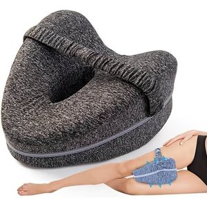 Dutchers.® Orthopedisch Kniekussen met Riem - Zijslaapkussen voor in bed - Ergonomisch Beenkussen - Heupklachten - Artrose - Houding correctie - Donkergrijs