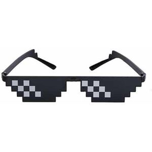 Freaky Glasses® – Thug Life Bril - Festival Bril – Rave Zonnebril – Gabber - 6 Pixels - Dames – Heren - Zwart