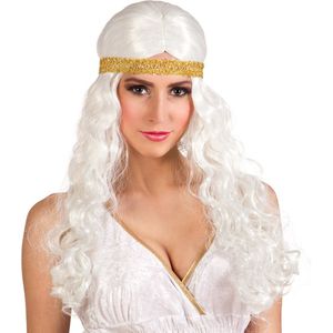 Lange witte pruik met hoofdband voor vrouwen  - Verkleedpruik - One size