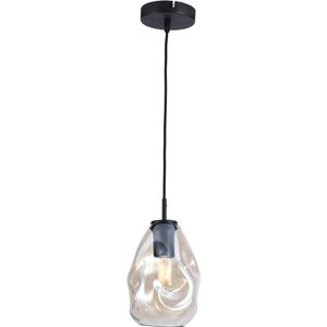 Olucia Evito - Design Hanglamp - Glas/Metaal - Amber;Zwart - Rond - 16 cm