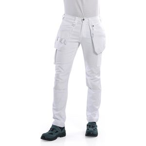 BITCO MAAS Stretch Waterdichte Heren Schildersbroek Werkbroek - CORDURA® Versterkte Kniebeschermer Zakken Heren Werkbroek Wit