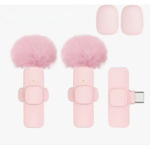 Draadloze Microfoon - bluetooth microfoon - Dasspeld Microfoon - geschikt voor usb-c - Roze