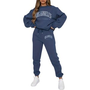 Livano Joggingpak Dames - Huispak - Trainingspak - Volwassenen - Capuchon - Jogging Pak - Joggingbroeken - Broek - Hoodie - Blauw - Maat S