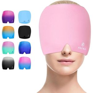 Koelmuts voor migraine - rekbare hoofdpijnverlichting - herbruikbare koelverpakking - ijskap voor stressverlichting - roze