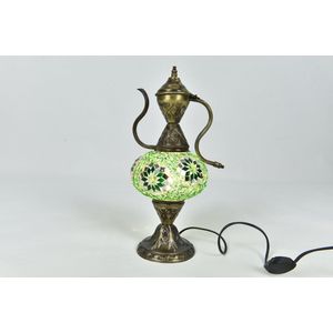 Handgemaakt Turkse Ibrik tafellamp groen Oosterse karaf nachtlamp sfeerlamp