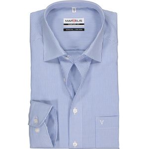 MARVELIS comfort fit overhemd - blauw met wit gestreept - Strijkvrij - Boordmaat: 39