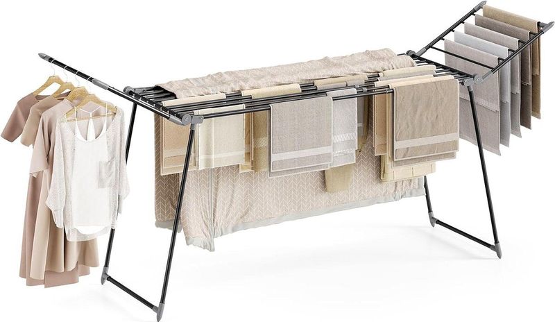 Meisterhome - Droogrek - Zwart - Uittrekbaar en Inklapbaar - 25 m Drooglengte - Belastbaar tot 30 kg