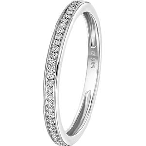 Lucardi Dames Railring 29 diamanten 0,08ct - Ring - Cadeau voor vrouwen - 14 Karaat Goud - Witgoud
