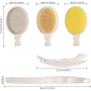 Badborstel - 3-in-1 Opvouwbare Body-Scrubber - Lange Steel - Badspons - Puimkop