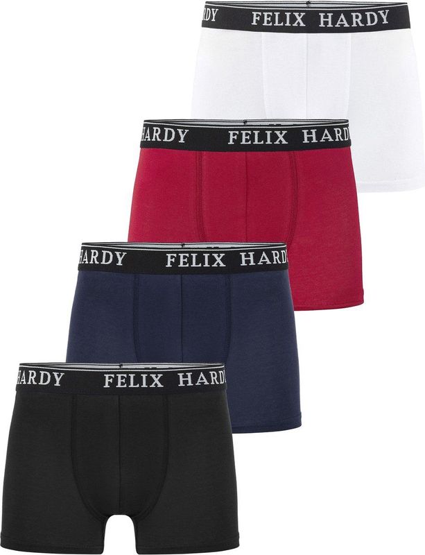 Felix Hardy - Boxershort Multipack - Onderbroek - Zwart-Navy-Rood-Wit - 4 Pack - 97% Katoen