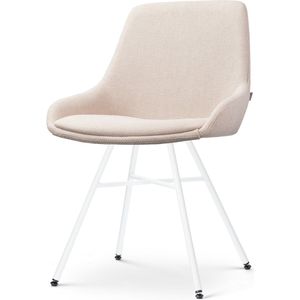 Nolon Noa-Isa Eetkamerstoel Beige - Stof - Wit Onderstel - Design - Scandinavisch - Comfortabel