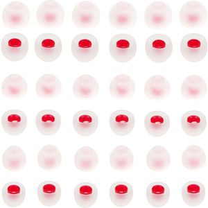 Zachte en comfortabele siliconen oordopjes - Set van 36 stuks - Geschikt voor in-ear hoofdtelefoons - Wit en rood - Binnendiameter 4,5-6 mm