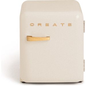 CREATE - Tafelmodel koelkast - Capaciteit 48 L - 1 planken - Handvat Wood - Gebroken wit - RETRO FRIDGE