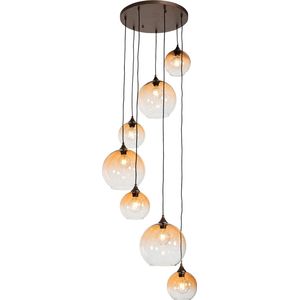 QAZQA sandra - Art Deco Grote hanglamp voor boven de eettafel | in eetkamer - 7 lichts - Ø 65 cm - Brons - Woonkamer | Slaapkamer | Keuken