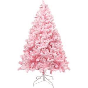 Uten Luxe uitvoering Kunstkerstboom met sneeuw - 180cm hoog - Zonder verlichting - 808Takken - Wit/Roze
