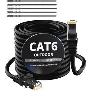 Ethernet-kabel 20 meter voor binnen en buiten, waterdicht, Gigabit netwerkkabel, UTP, RJ45 LAN-patchkabel voor POE-camera, router en switch