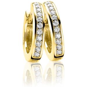 Zinzi zilveren oorringen 14K geel verguld 17 x 3mm witte zirconia's ZIO186Y