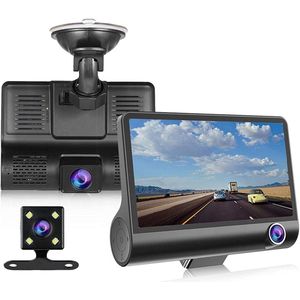 Dashcam voor en achter, 1080P 170° groothoek 4 inch HD auto DVR-videorecorder met nachtzicht, G-sensor, loop-opname en bewegingsdetectie