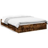 vidaXL - Bedframe - met - lades - bewerkt - hout - gerookt - eikenkleurig - 140x190 - cm