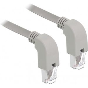S/FTP CAT6a 10 Gigabit netwerkkabel haaks naar boven / haaks naar boven / grijs - LSZH - 1 meter