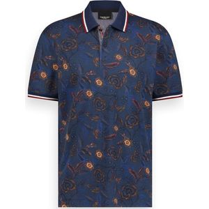 Twinlife Heren allover print - Polo's - Lichtgewicht - Elastisch - Sterk - Blauw - 2XL