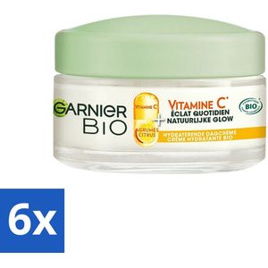 6 x Garnier - Bio - Dagcrème - Vitamine C - Hydraterend - 50 ml - Biologische Dagcrème - Vitamine C Crème - Hydraterende Dagcrème - Stralende Huid - Garnier Bio
