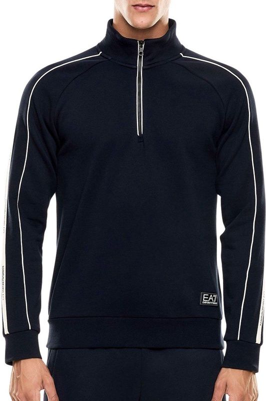 Schipperstrui - Zwart - Sweatstof - Raglanmouwen - Halve Rits