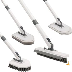 4 in 1 Telescopic Handle Bathroom Tile Cleaner with Rotatable Brush - Ideal for Bathtubs, Balcony Tiles, and Shower Tray