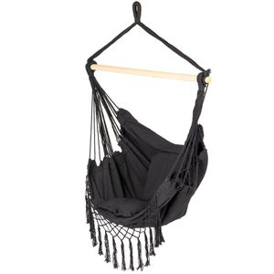 Viking Choice Hangmat Hangstoel Braziliaans – Zwart met Kussens, 150 kg Draagvermogen