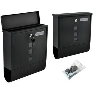 Luxe Brievenbus - Zwart - Wandbrievenbus - Met Krantenrol - RVS