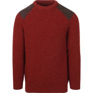 Barbour - Gebreide Trui - Rood Gemeleerd - Wol - Ronde Hals