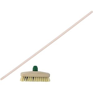 Betra Luiwagen/schrobber Schrobmaster van 23 cm - houten steel 120 cm - schrobborstel - schoonmaakborstel - harde ondergronden