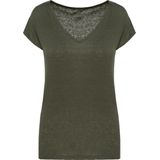 Spasso Linnen dames-t-shirt V-hals SP321 - Organic khaki - XS
