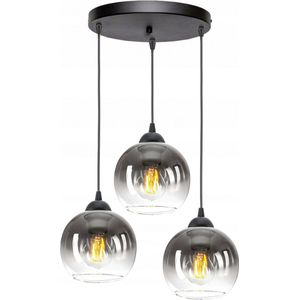 Hanglamp Industrieel voor Woonkamer, Eetkamer -  Smoking Glas - 3-lichts - Smoke Glas - 3 bollen - Rookglas