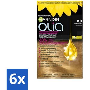 Garnier - Olia 8 - Haarkleuring - Lichtblond - Zonder Ammoniak - 60% Olie - Permanente Kleur - Voordeelverpakking - 6 stuks