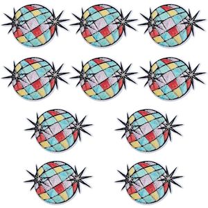 10 stuks glanzende paillettenpatches om op te strijken - discobol-applicatie met lijm