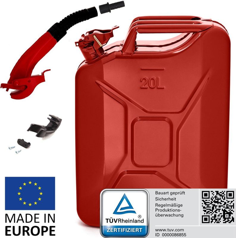 BW - Brandstof Jerrycan - Rood - 20 liter - TÜV-getest en UN-goedgekeurd