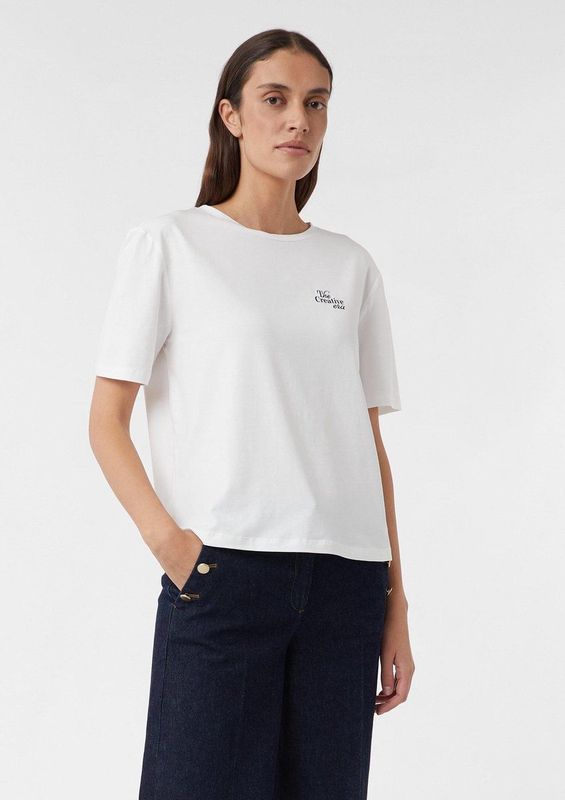 comma - T-Shirt - Oversized - Casual - Met Print Op De Voorkant